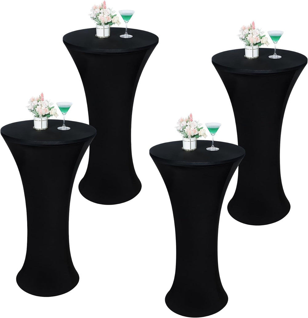 Wolkemer 4PCS 24x43 Inch Fitted Cocktail Tablecloth, Cocktail Table Cover