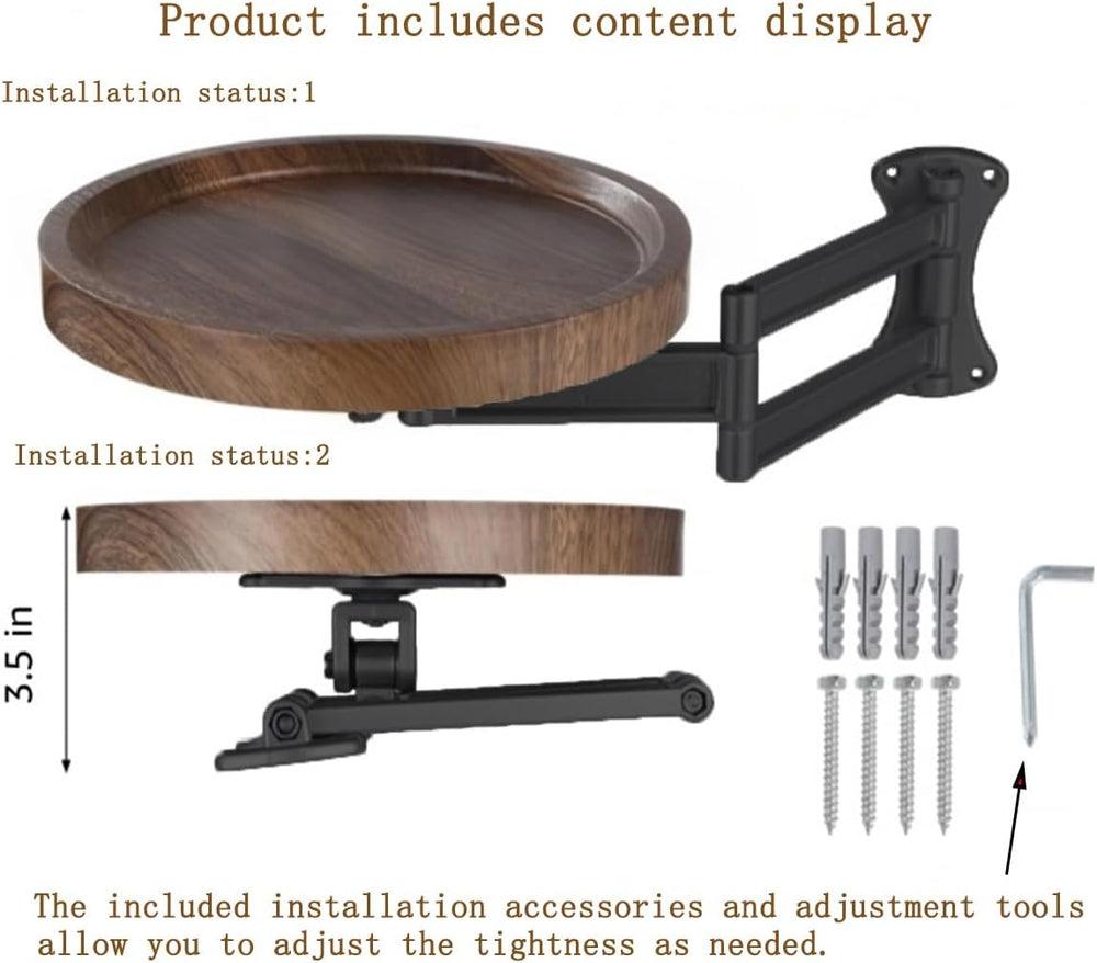11.8-inch Retractable Wall-Mounted Folding Table with Adjustable Angle