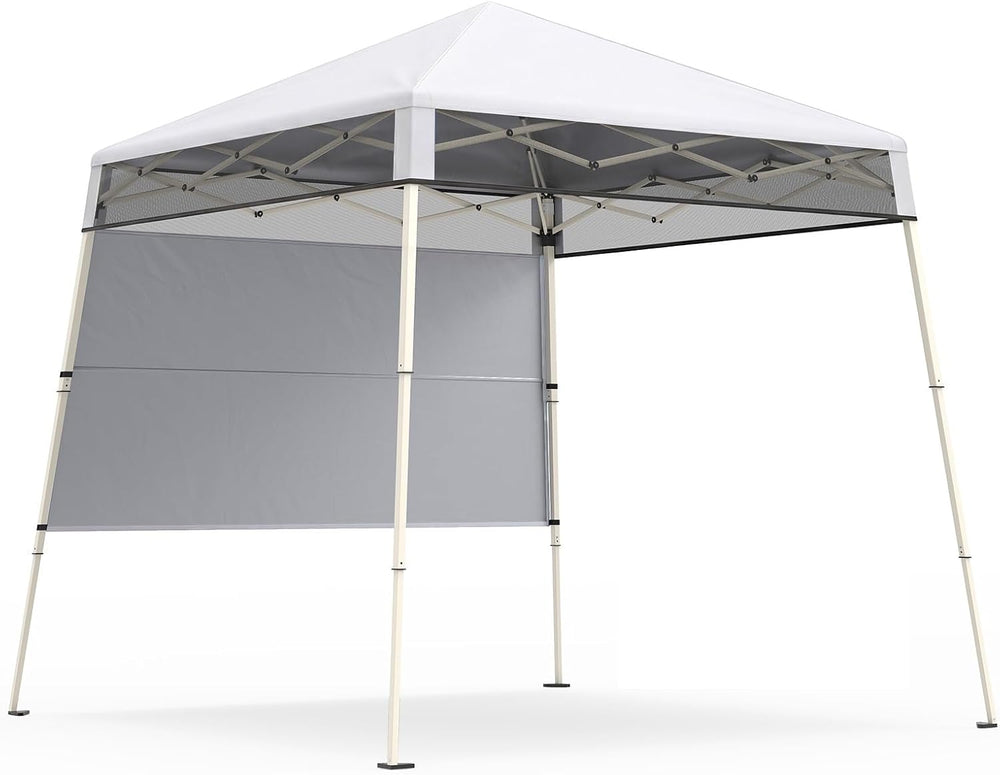 Tangkula 7x7 FT Pop Up Canopy with Center Lock & Sidewall, White