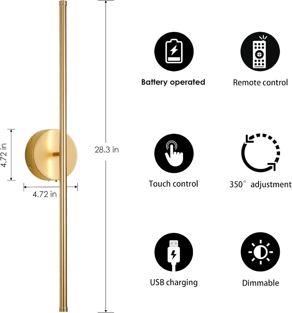 KARTOOSH Battery Operated Wall Sconces Set of Two Wireless Wall Lights