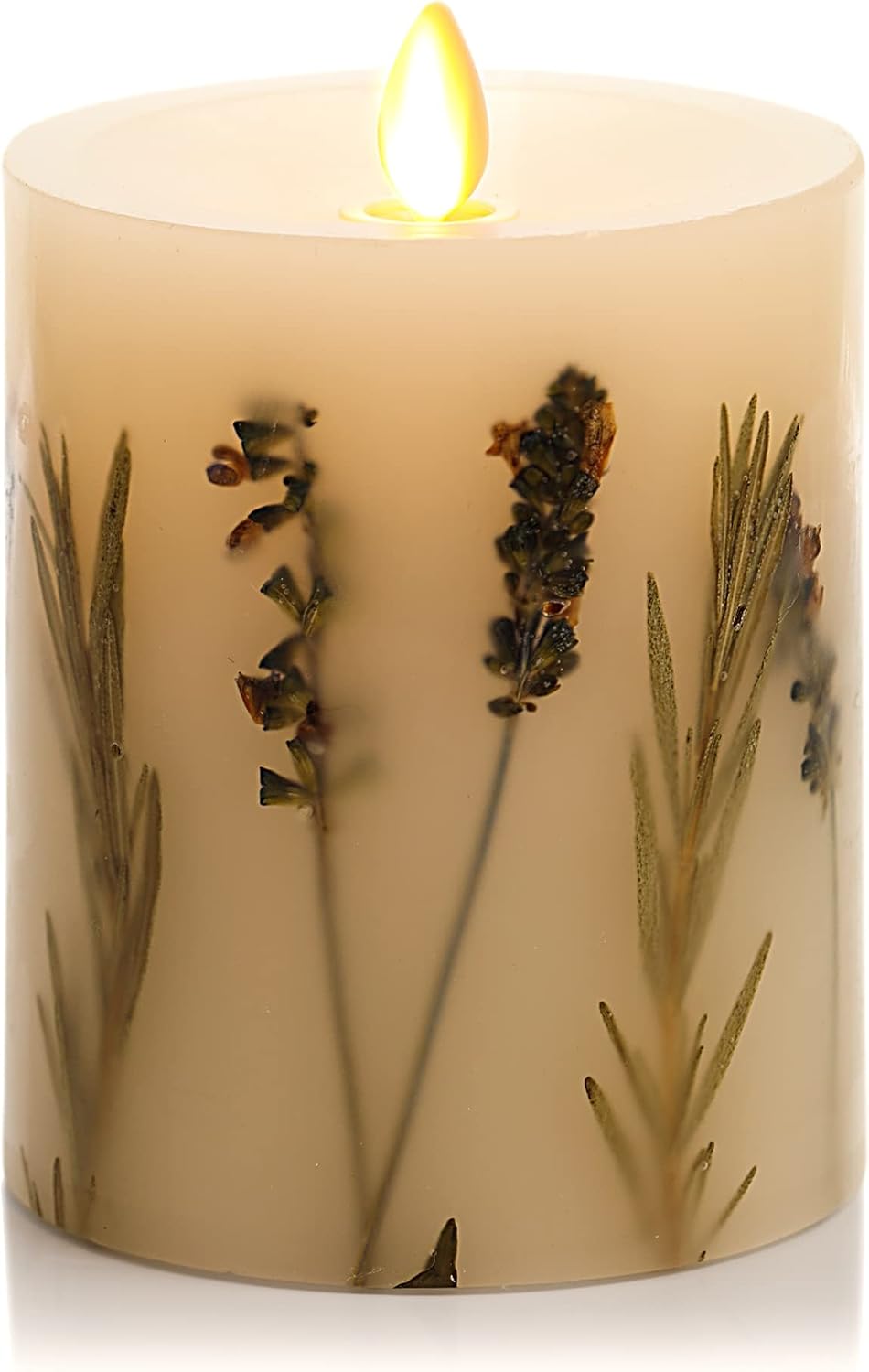Luminara Realistic Artificial Moving Flame Pillar Candle with Lavender & ...
