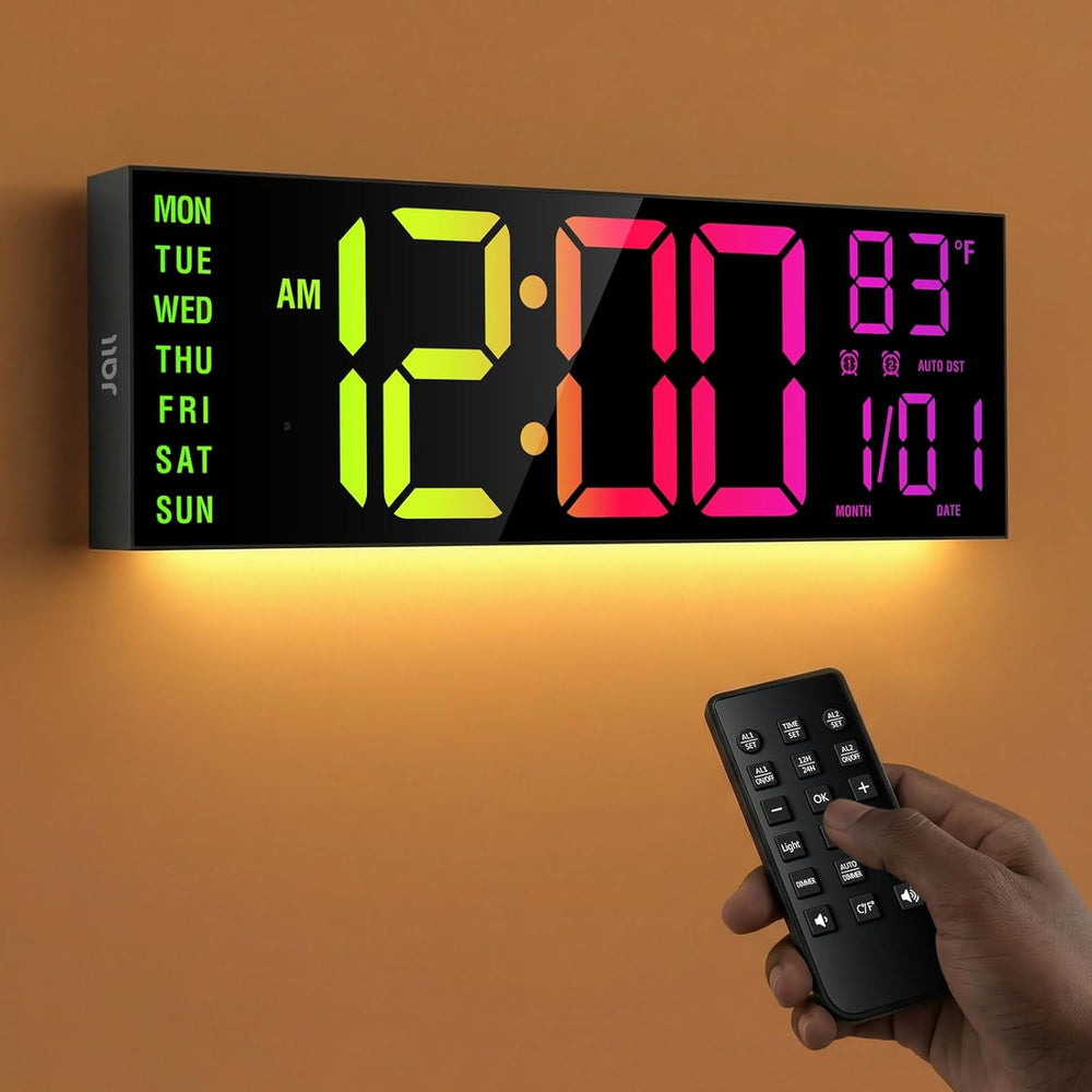 JALL 16" Large Digital Wall Clock with RGB Colors for Classroom, Wall Cl...