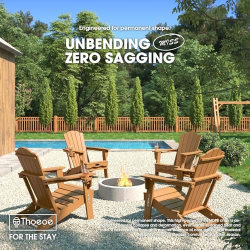 THOEOE Folding Adirondack Chair Set of 2, Patio Chairs, Fire Pit Chairs