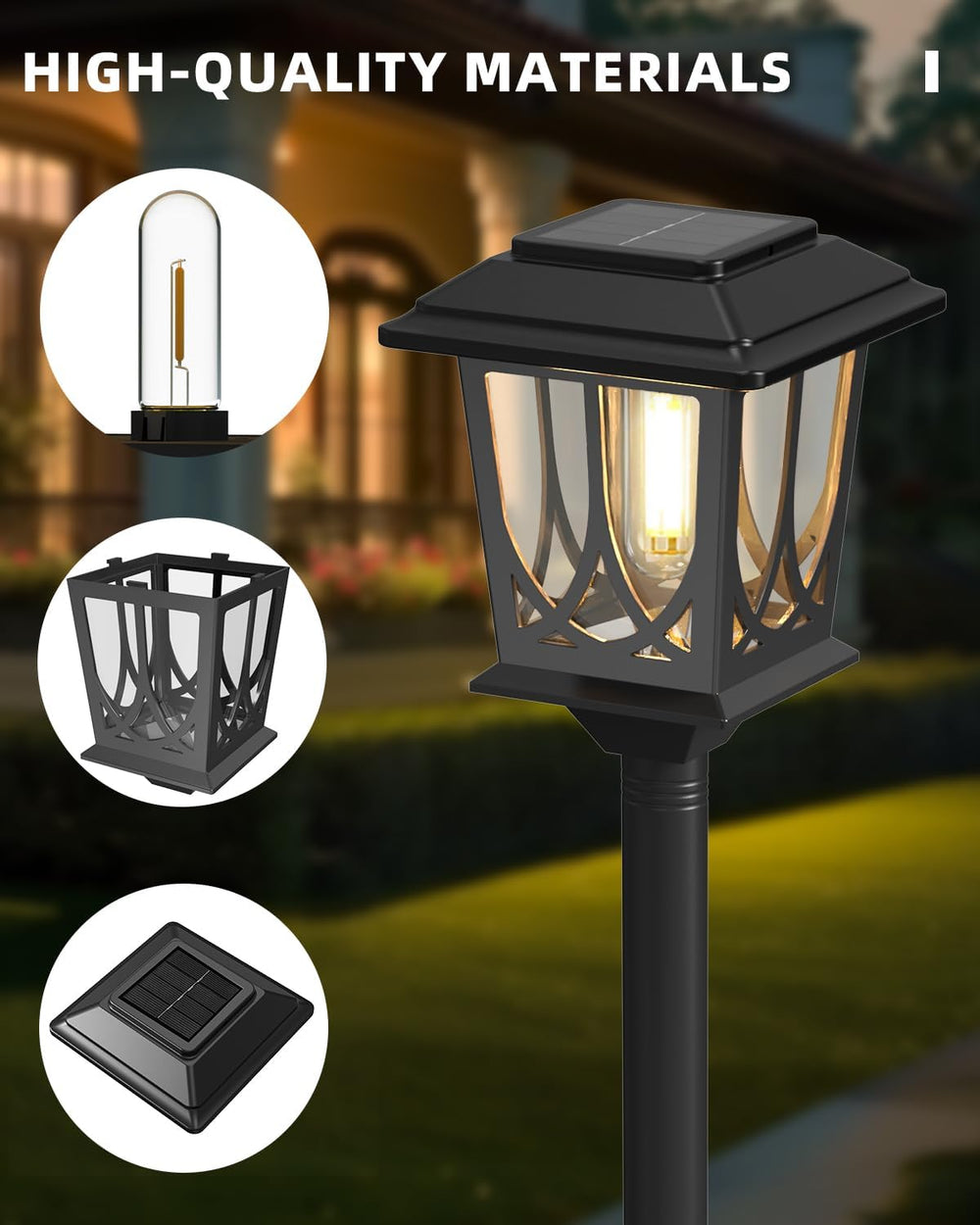 ILANCK Solar Lamp Post Lights 2 Pack, 40 in Warm White Outdoor
