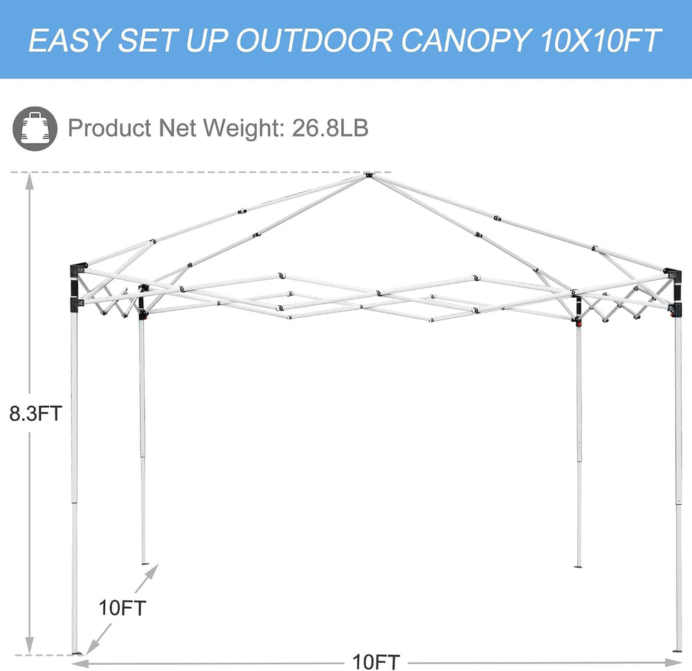ZENY 10x10 Pop Up Canopy Tent Easy Set-up Outdoor Patio Canopy Adjustable Str...
