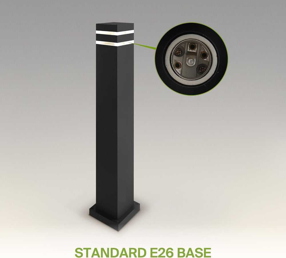 ASD 24" Square Bollard Light Fixture, Outdoor Pathway Floor Lamp | Antig...