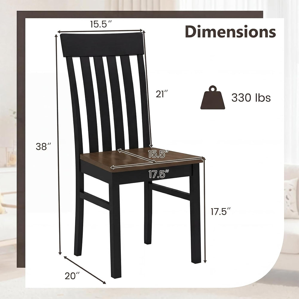 GIANTEX Wooden Dining Chairs Set of 4, Hollowed Backrest & Rubber Wood Seat