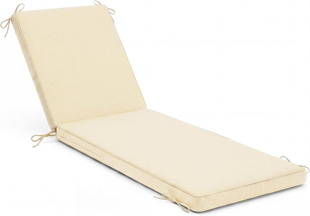 Chaise Lounge Cushions Outdoor, 80 x 26 x 3 Inch Water-Resistant Beige