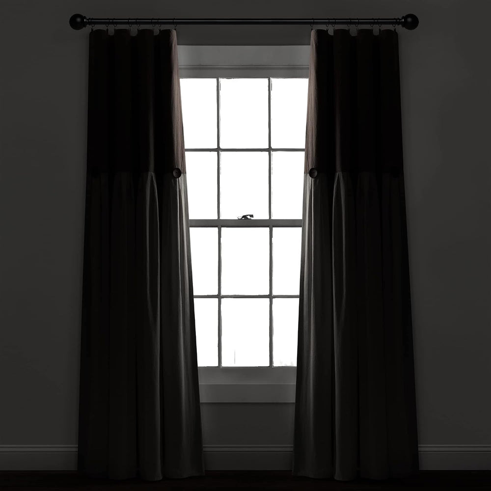 Lush Decor Linen Button Window Curtain Panel, Single, 40" W x 84" L...
