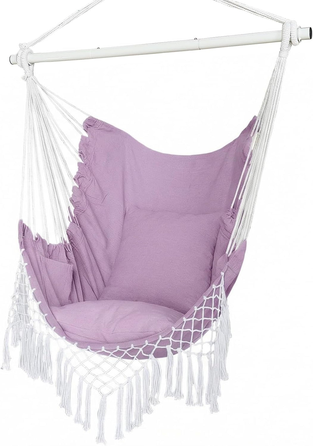 Hammock Chair, Hanging Rope Swing Seat with 2 Cushions,Macrame Hanging Chair ...