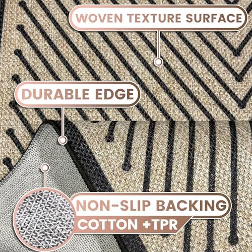 Washable 5x7 Modern Geometric Easy Jute Indoor Outdoor Rug for Living Room