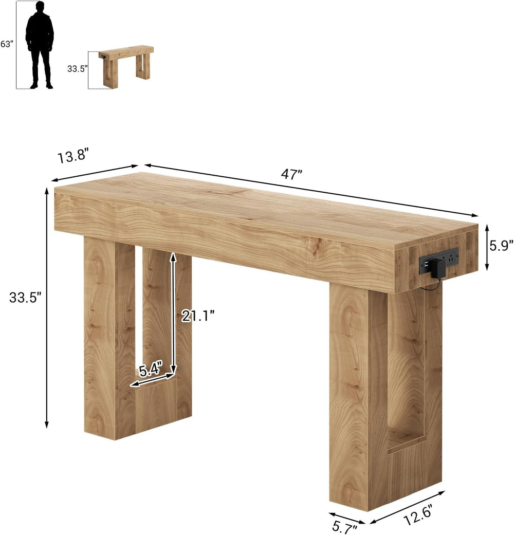 Unikito 47" Entryway Table with Sensor Light & AC Outlets with USB-C...