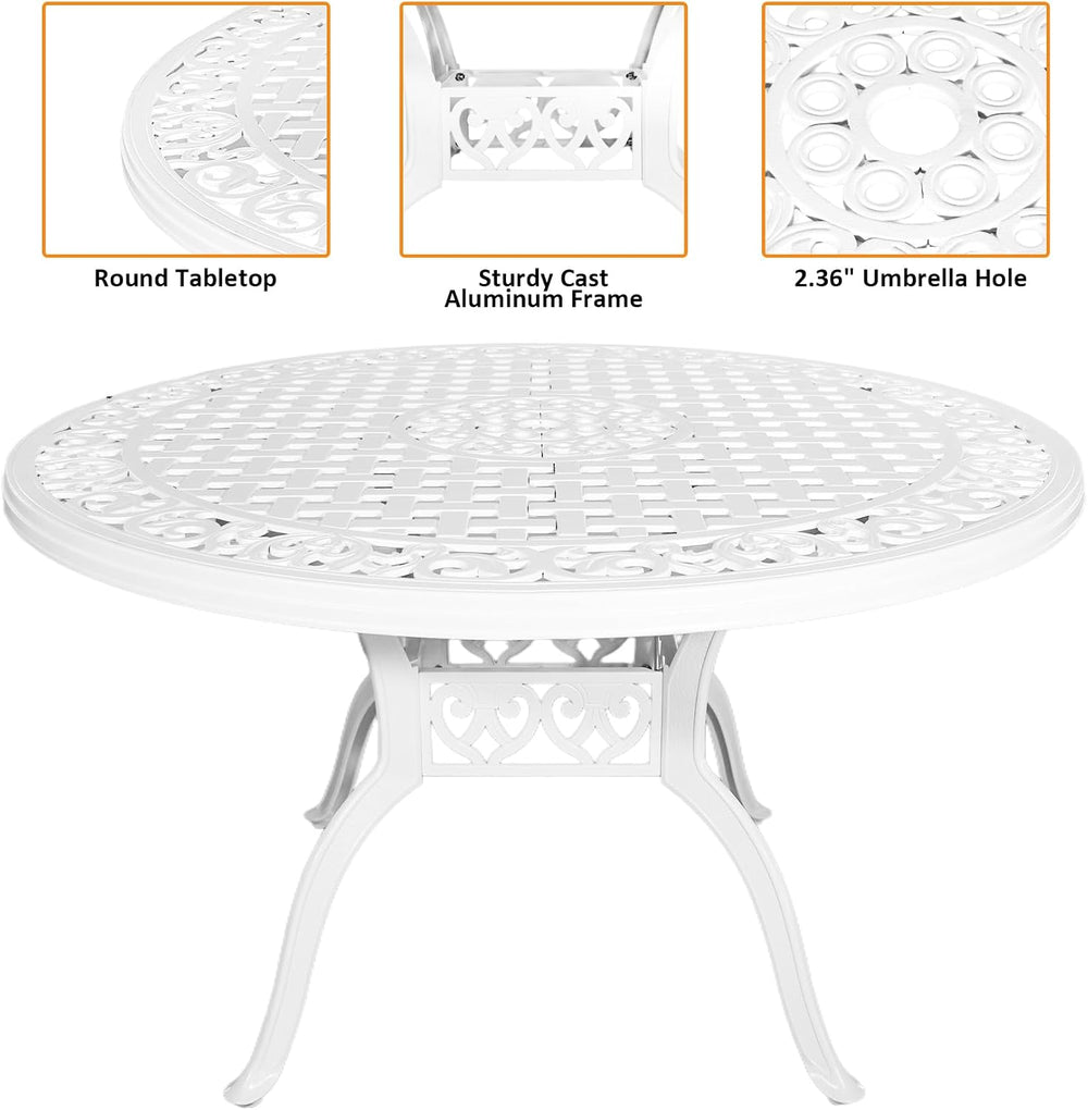 Patio Dinning Set Weather Resistant Cast Aluminum Patio Furniture Set with Um...