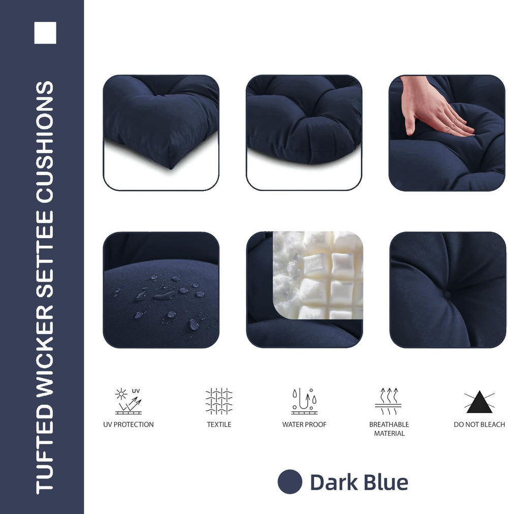 Outdoor Chair Cushions 22x22x4 Inch Set of 2, Dark Blue