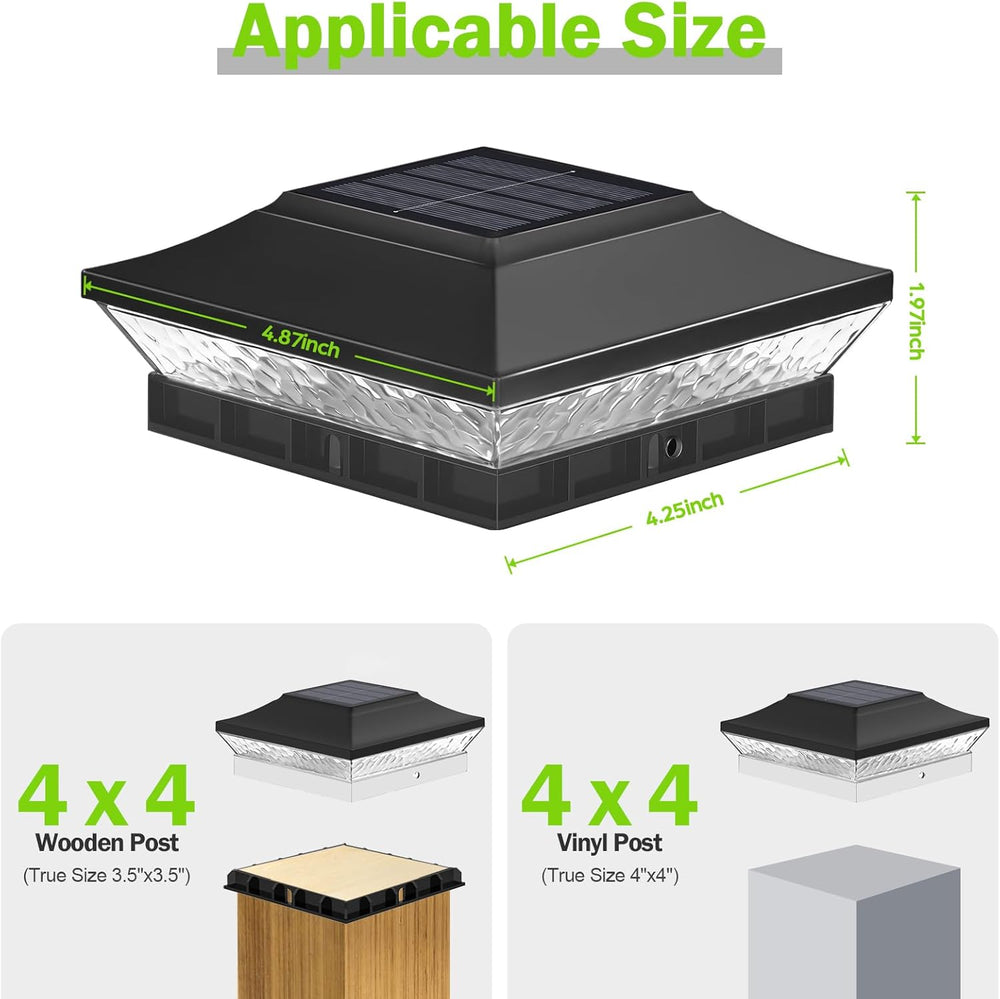 Brightever 4x4 3.5x3.5 Solar Post Cap Lights 12-Pack Black