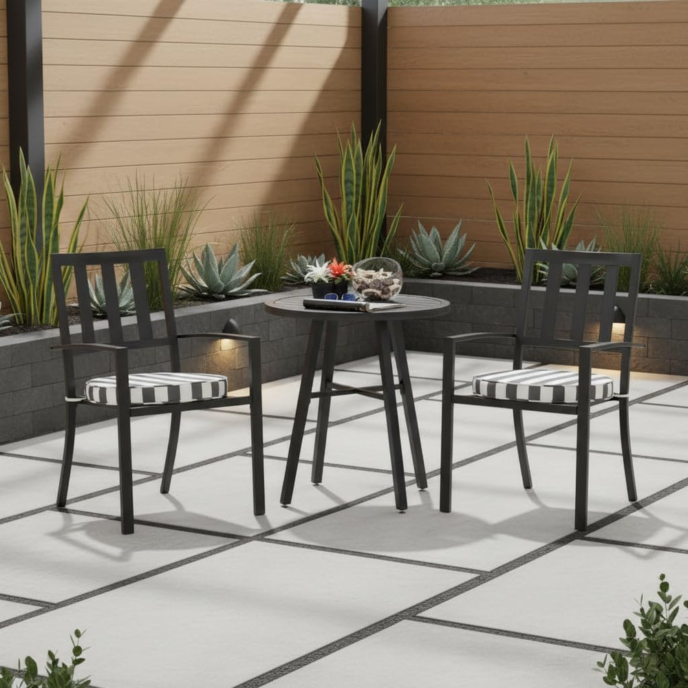 Set of 2 Outdoor 18 inch Round Patio Dining Chair Pads – Comfortable Fiber-Fi...