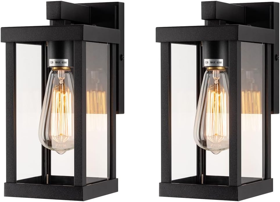 mirrea 11" Classic Outdoor Wall Sconce 1 Light in Matte Black Rectangula...