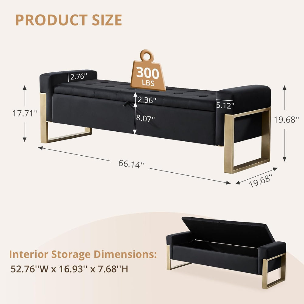 End of Bed Storage Bench, 67'' Benches for Bedroom Foot of Bed King S...