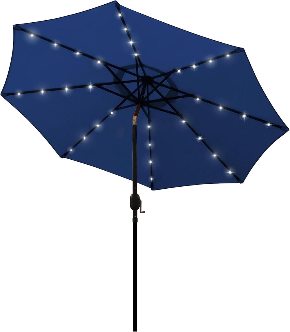 Blissun 9 ft Solar Umbrella 32 LED Lighted Patio Umbrella Table Market Umbrel...