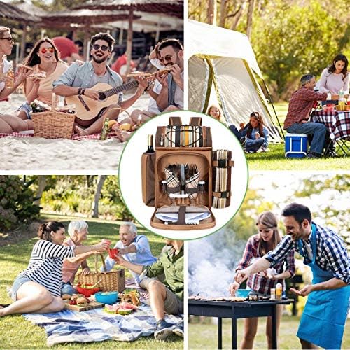 Hap Tim Picnic Basket Backpack for 2 Person with 2 Insulated Cooler Compartme...