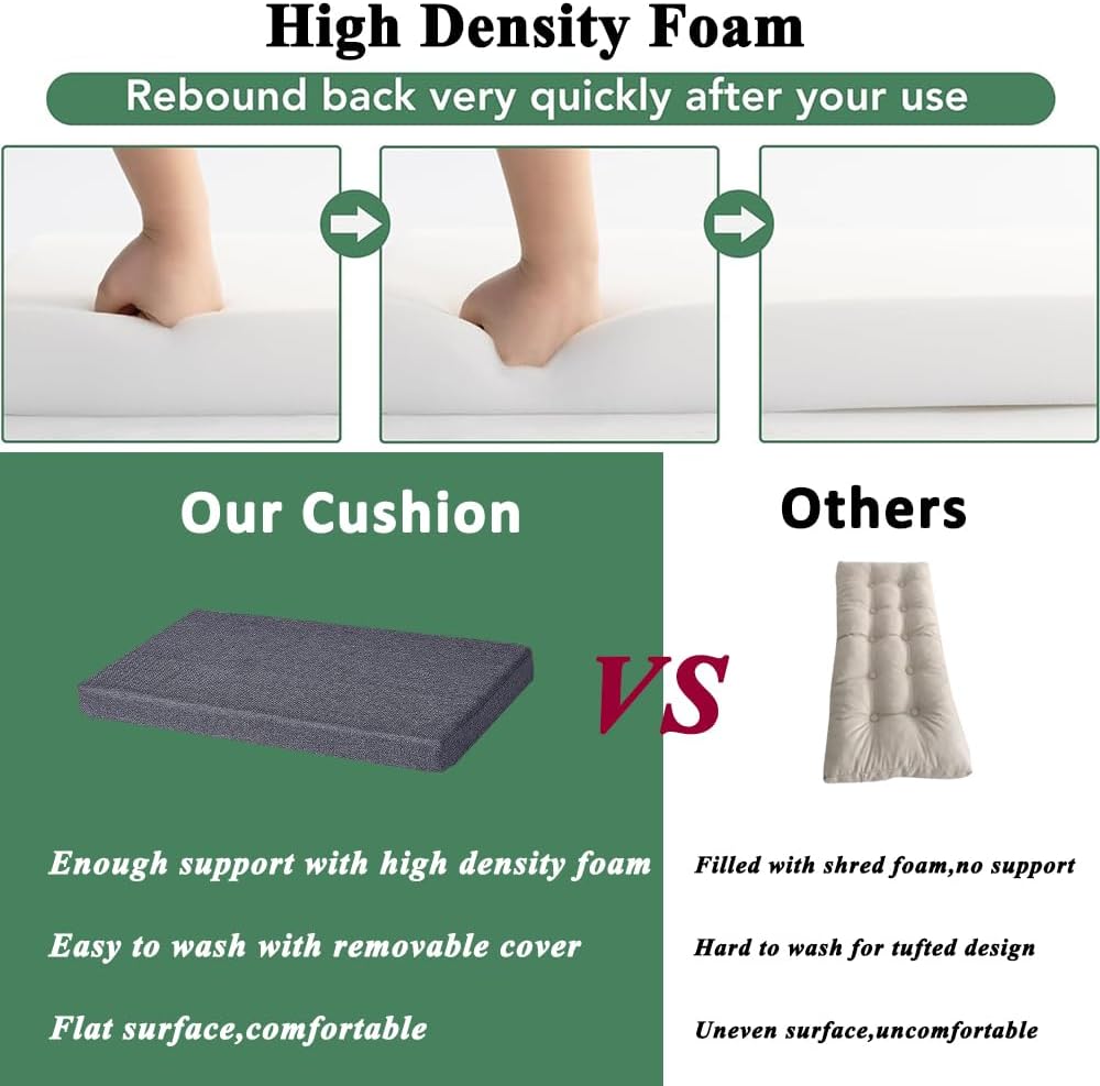 Piano Bench Cushion 36x14 Inch for Indoor with Non Slip Bottom,Dark Gray