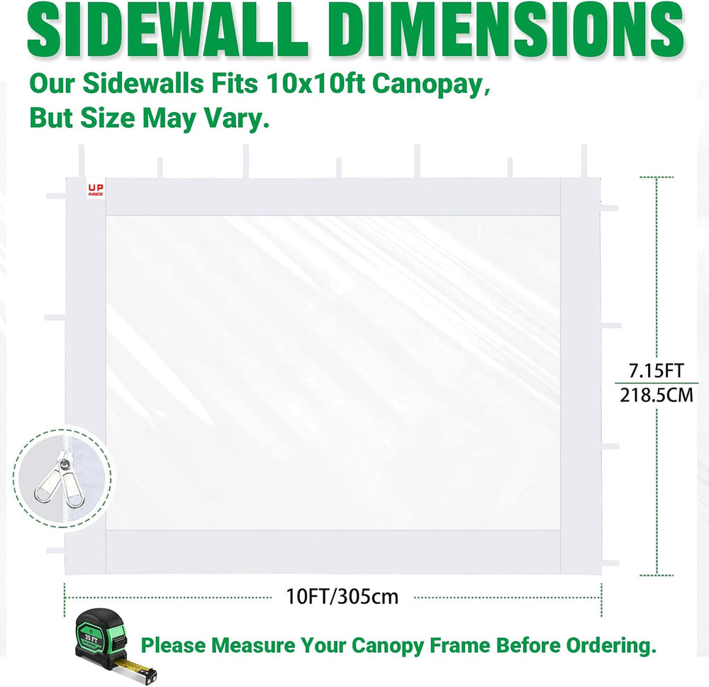 ACEPIC 10x10ft Clear Sidewalls for Canopy,Black(3PCS, No Frame or Top)