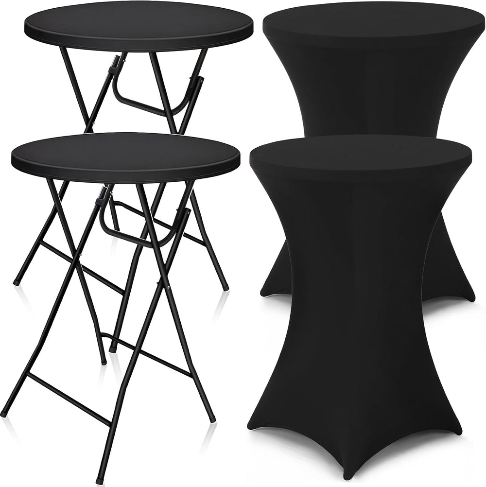 Wenqik 2 Sets 32"x43" High Top Folding Cocktail Tables & Covers...