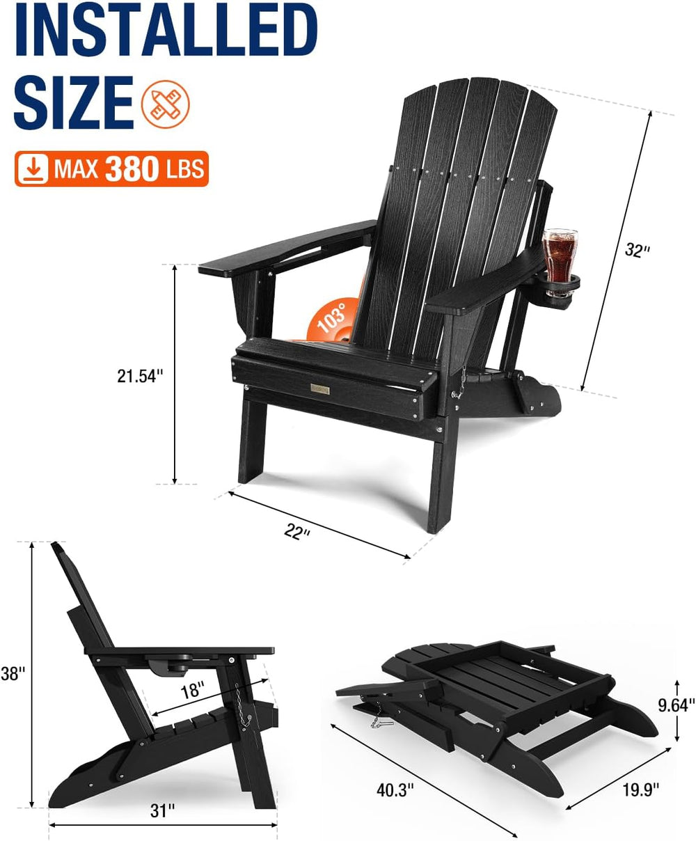 Adirondack Chair with Cup Holder: Folding Adirondack Chairs Plastic HDPE Mate...