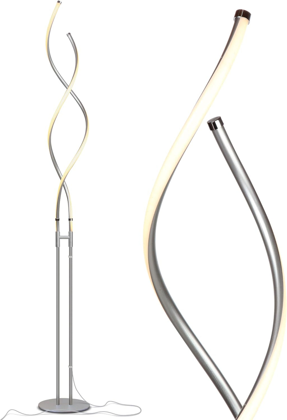 Brightech Embrace Dimmable LED Floor Lamp – Modern Spiral Adjustable Standing...