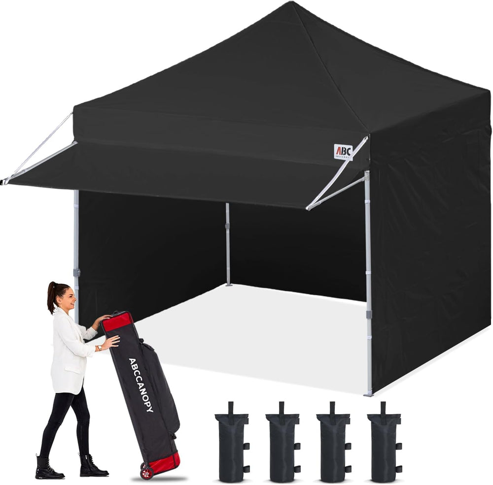 ABCCANOPY 10x10 Commercial Pop up Canopy Tent with Awning Sidewall,Black