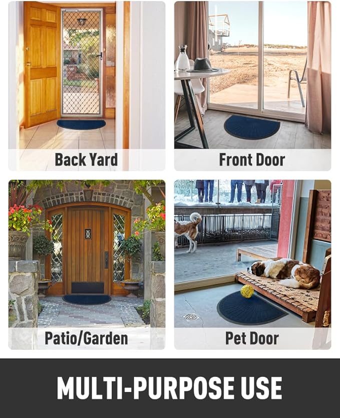 tchdio Semicircular Durable Rubber Doormat- Non Slip Front Door Mat for Outsi...