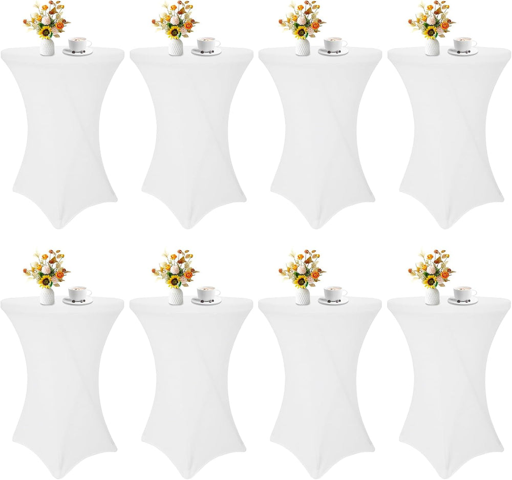 HAISIWLKJ 8 Pack Cocktail Table Covers 32x43 Inch Fitted Stretch Spandex Squa...