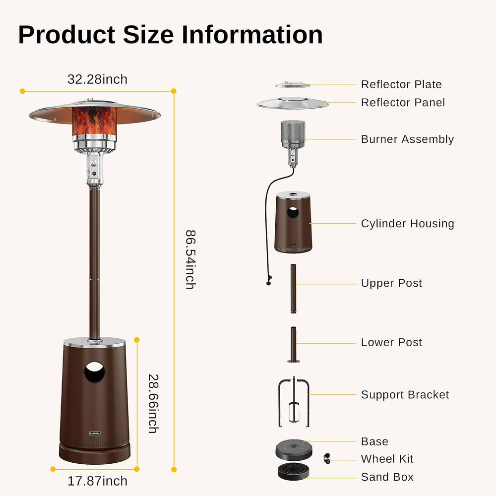 EAST OAK 50,000 BTU Patio Heater with Sand Box, Table Design, Double-Layer St...