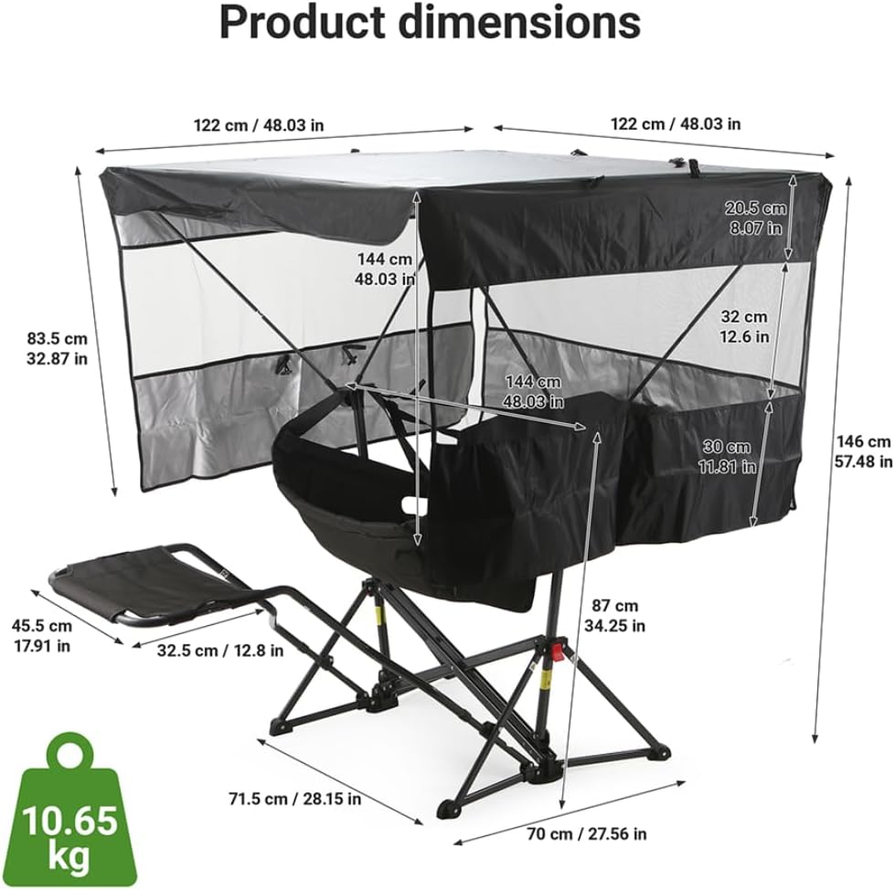 Nice C Hammock Camping Chair with Full-Cover Canopy & Footrest (1 Pack)