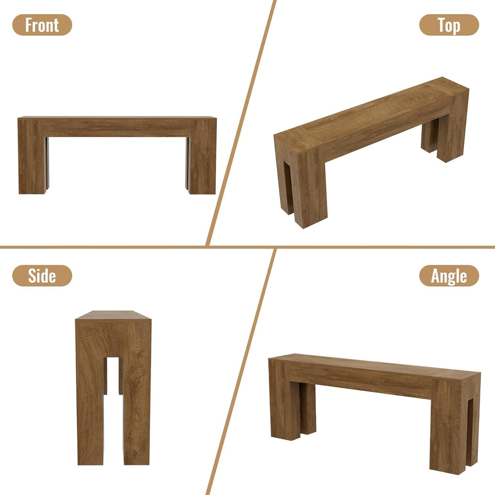 Epecoya Extra Long Sofa Console Table for Entryway 79-Inch, Natural Oak