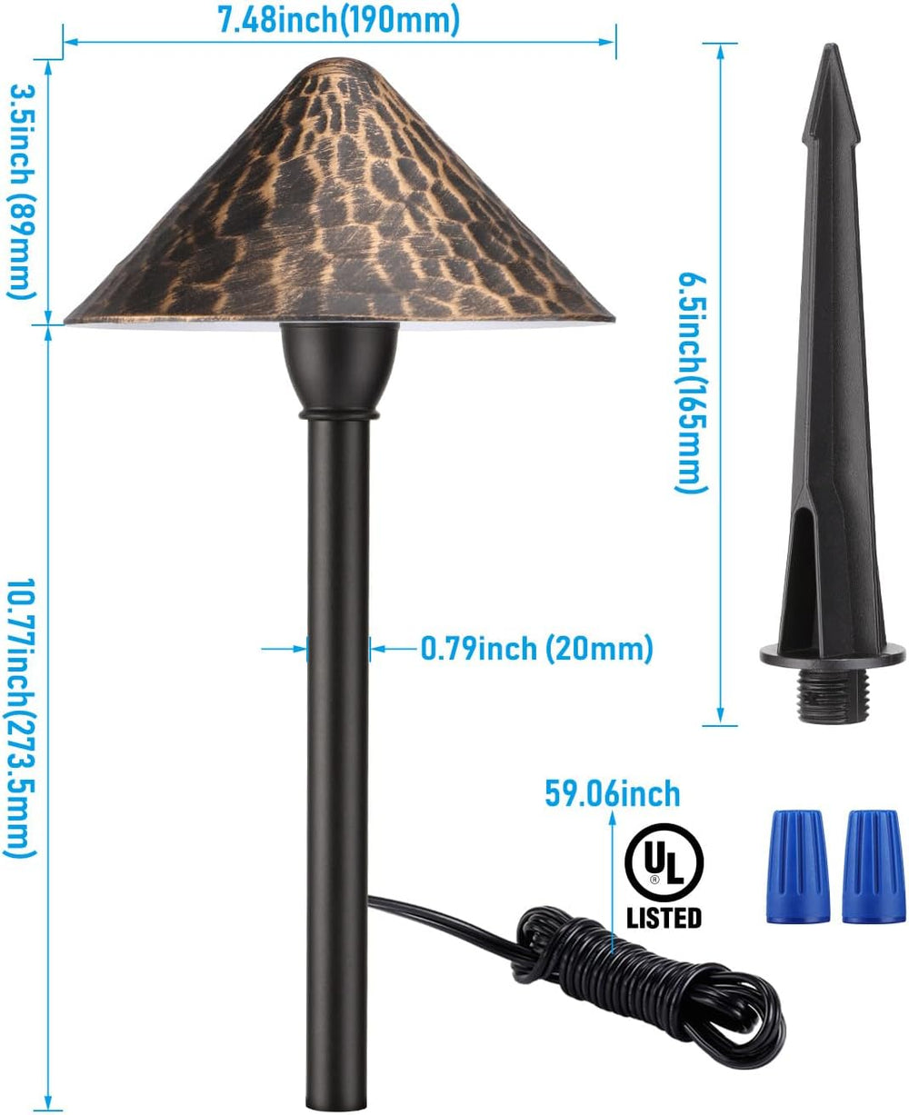 LEONLITE 4-Pack 3000K Low Voltage LED Path Light Vintage Golden Texture
