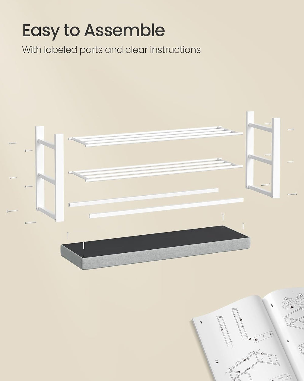 SONGMICS Shoe Bench, Storage Bench, Entryway Bench with Cushion