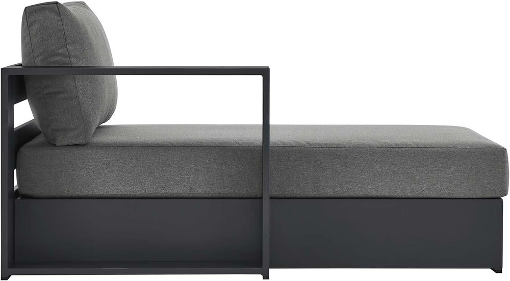 Modway Tahoe Aluminum Outdoor Chaise Lounge in Gray Charcoal with Weather-Res...