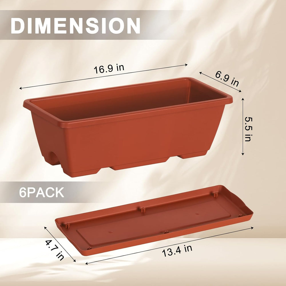 CADUKE 6 PCS Railing Planter Boxes Red Window Planter Boxes with Bracket