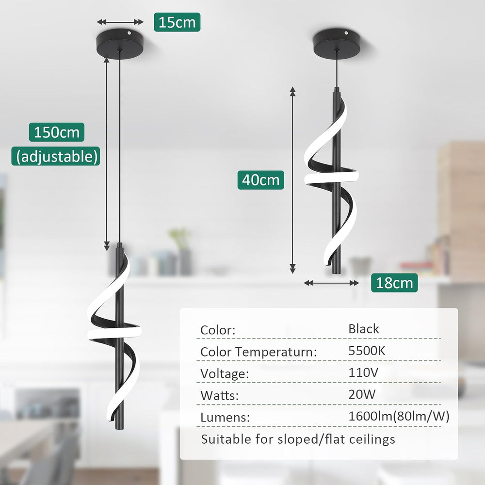 CANEOE Black Pendant Light Fixtures, Adjustable Modern Pendant Lights for Kit...