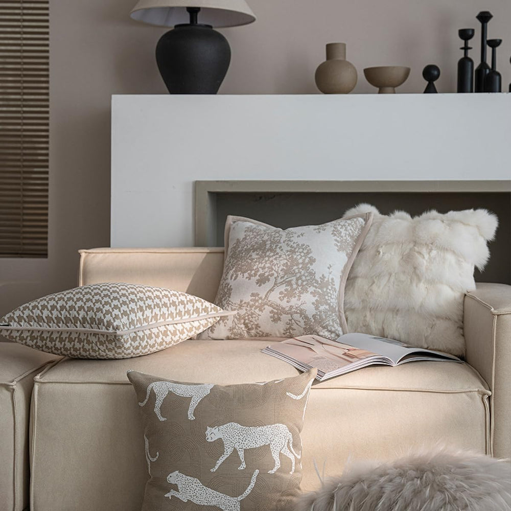 Croker Horse 22x22'' inches Throw Pillow Cushion Covers - White Beige...