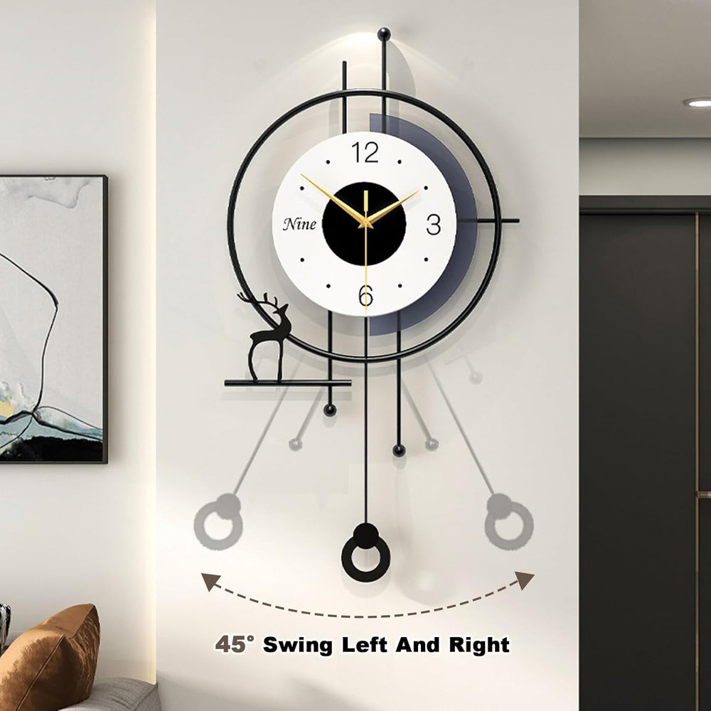 25" Modern Pendulum Wall Clock – Silent Non-Ticking Battery Design