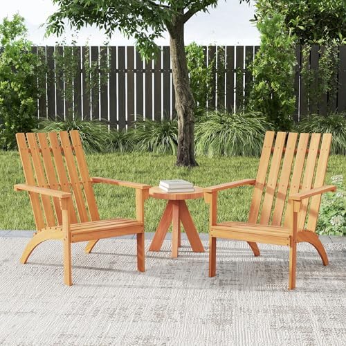 Tangkula Outdoor Adirondack Chair, Solid Acacia Wood Fire Pit Chair with Incl...