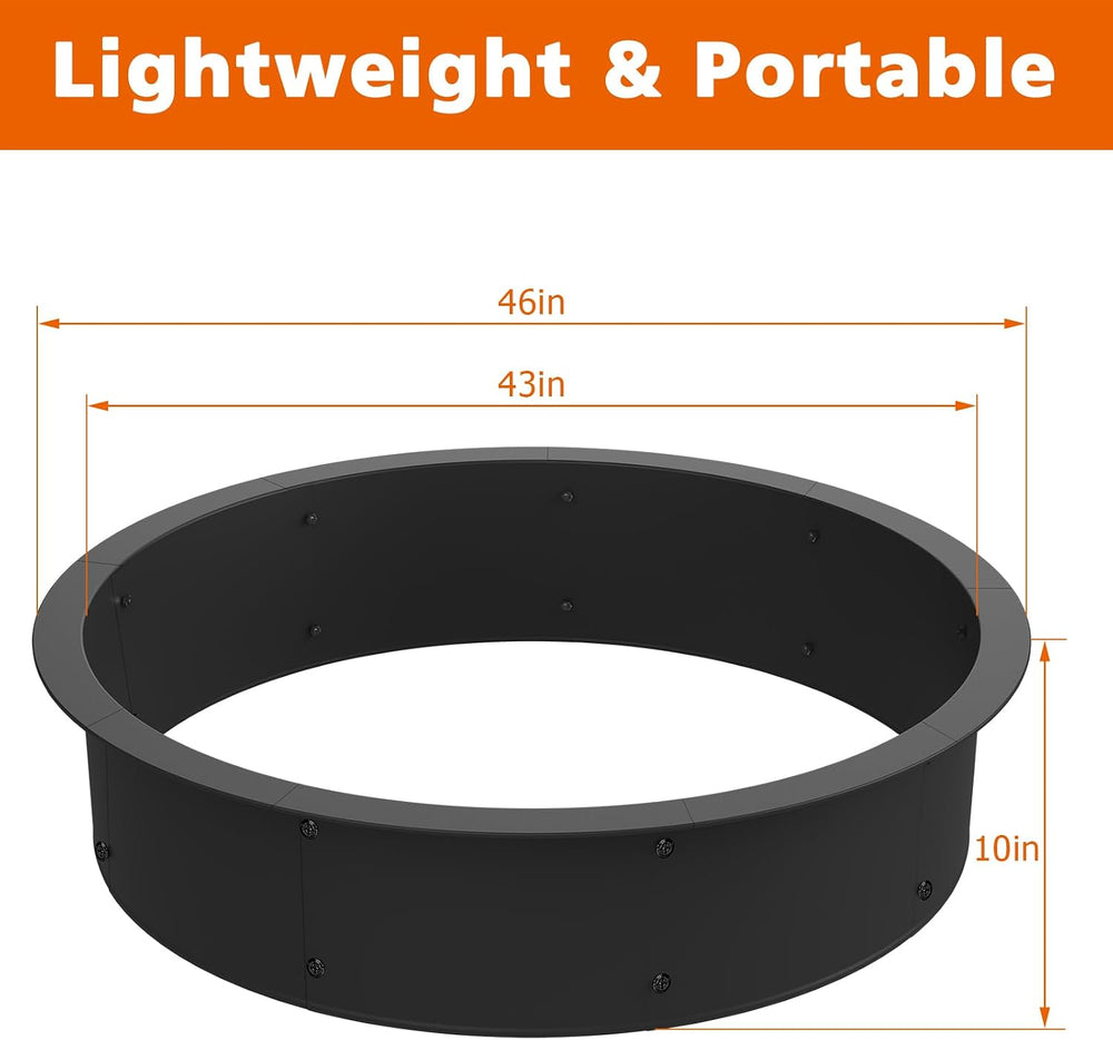 Fire Pit Ring Outdoor 46 Inch Outer 43 Inch Inner Round Firepit Accessories
