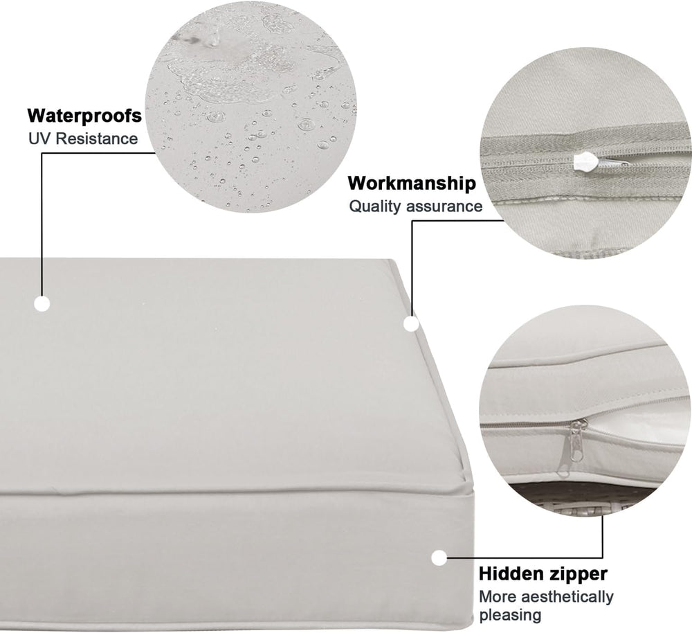 Outdoor Cushion Covers 4 Pack Waterproof&Fade Resistant Zipper Patio Furn...