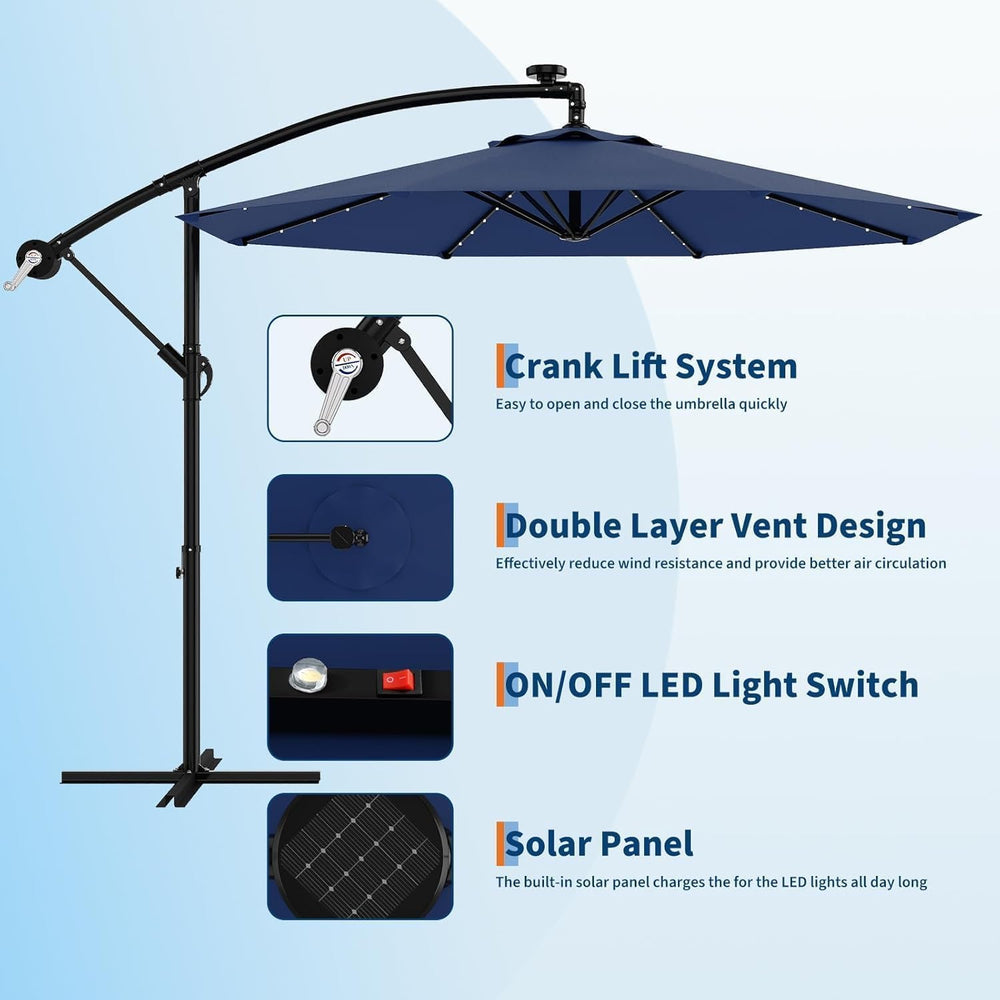 15FT Outdoor Patio Umbrella,Double-Sided Rectangle Market Umbrella with 36 LE...
