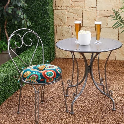 Magpie Fabrics Outdoor Round Bistro Seat Cushions with Ties, 15"x15&quot...