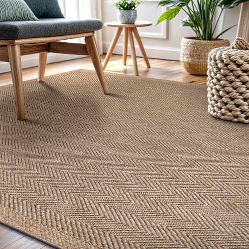 CAMILSON Easy Jute Rug 10x14, Indoor Outdoor Natural Color Fiber Area Rugs fo...