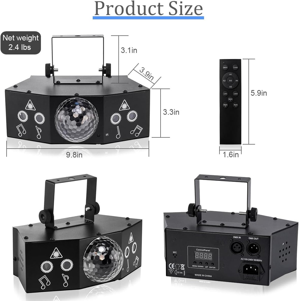 LAUCNPTY DJ Disco Ball Party Lights with DMX512 and Sound Activated, LED Stag...