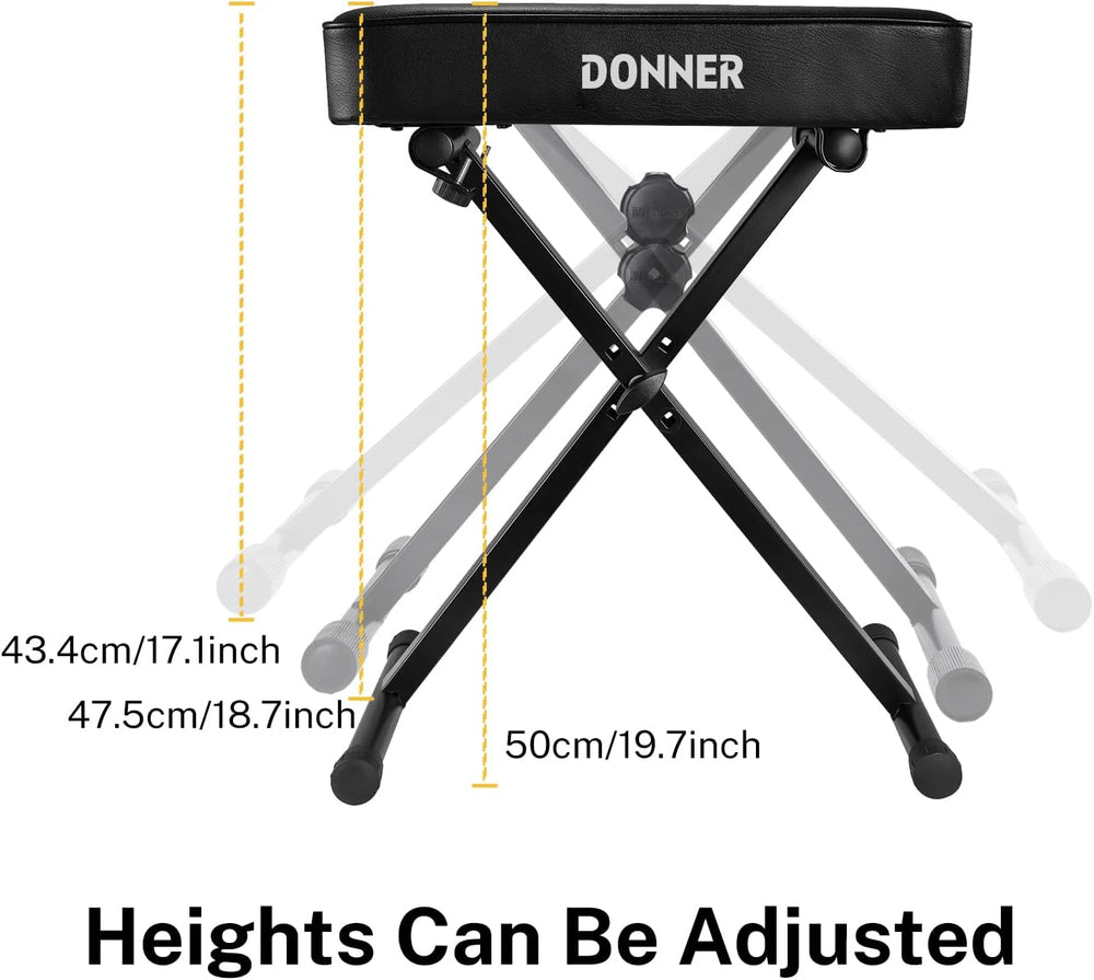 Donner Piano Bench, Adjustable Keyboard Bench Portable Stool Collapsible Chai...